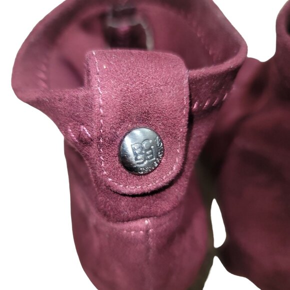 BCBG Women's Burgundy Faux Suede Ankle Sock Boots 8M Work‎ Office Whimsigoth Y2K - Picture 8 of 8